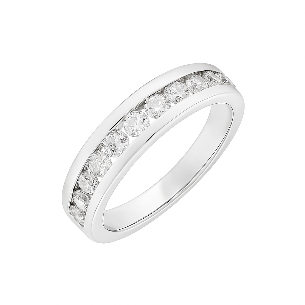 10K White Gold Diamond Stackable Womens Band with Round Cut Diamonds 1.00 ctw