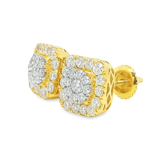 10K Yellow Gold Diamond Earrings with Round Brilliant Cut Diamonds 1.38 CTW | Jewelry Palace