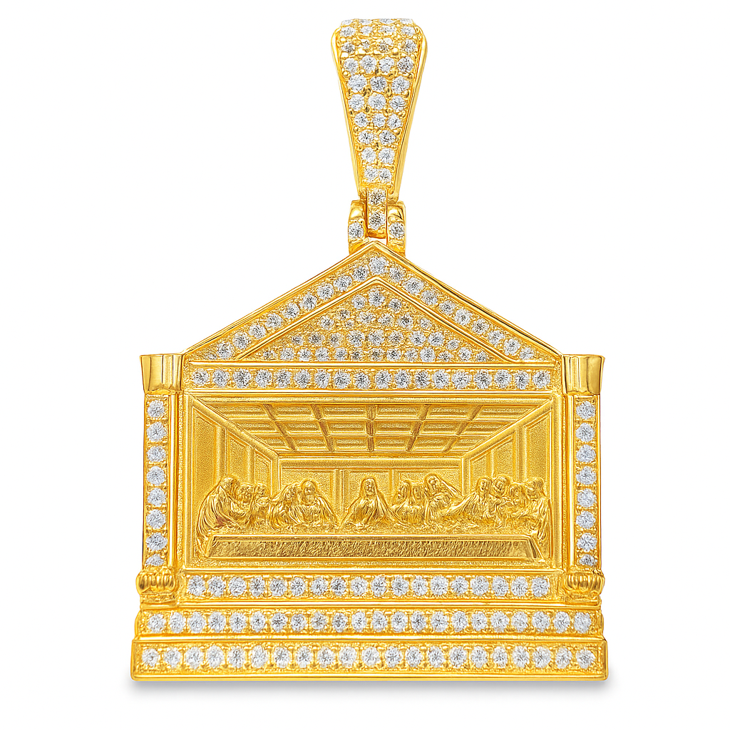10K Yellow Gold Last Supper Pendant with Diamond Detailing 1.25 CTW | Jewelry Palace