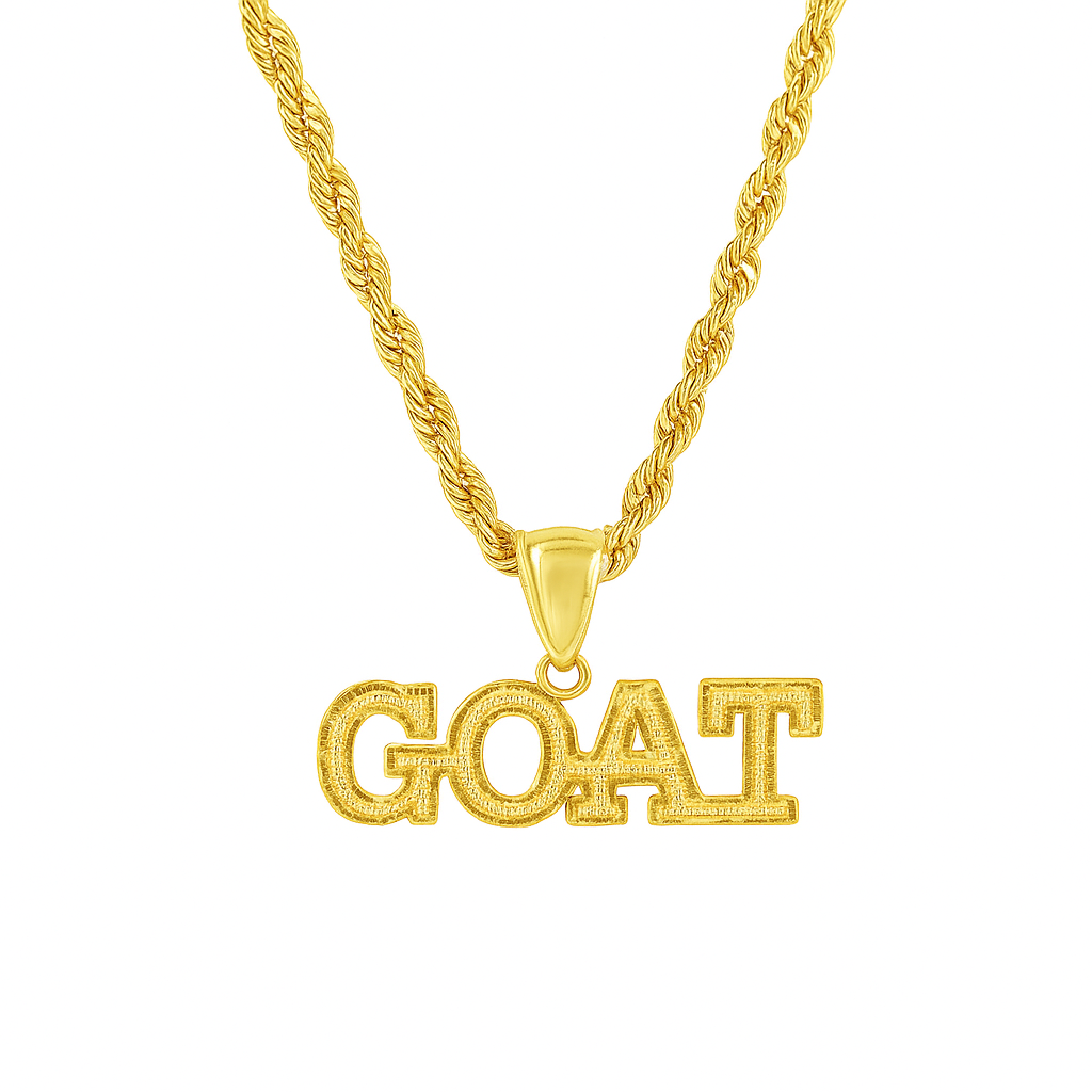 10K Yellow Gold “GOAT” Pendant Necklace Set – Greatest of All Time | Jewelry Palace