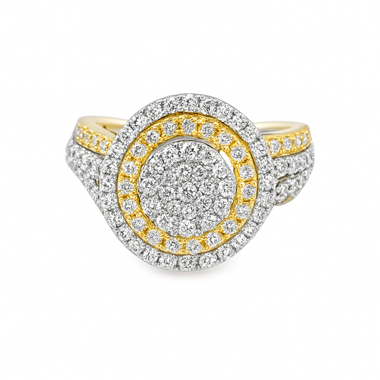 14K TwoTone Gold Diamond Ring with Round Cut Stones 1.35 ctw