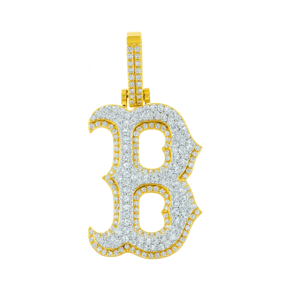 10K Yellow Gold Diamond “B” Initial Pendant – 1.25 CTW