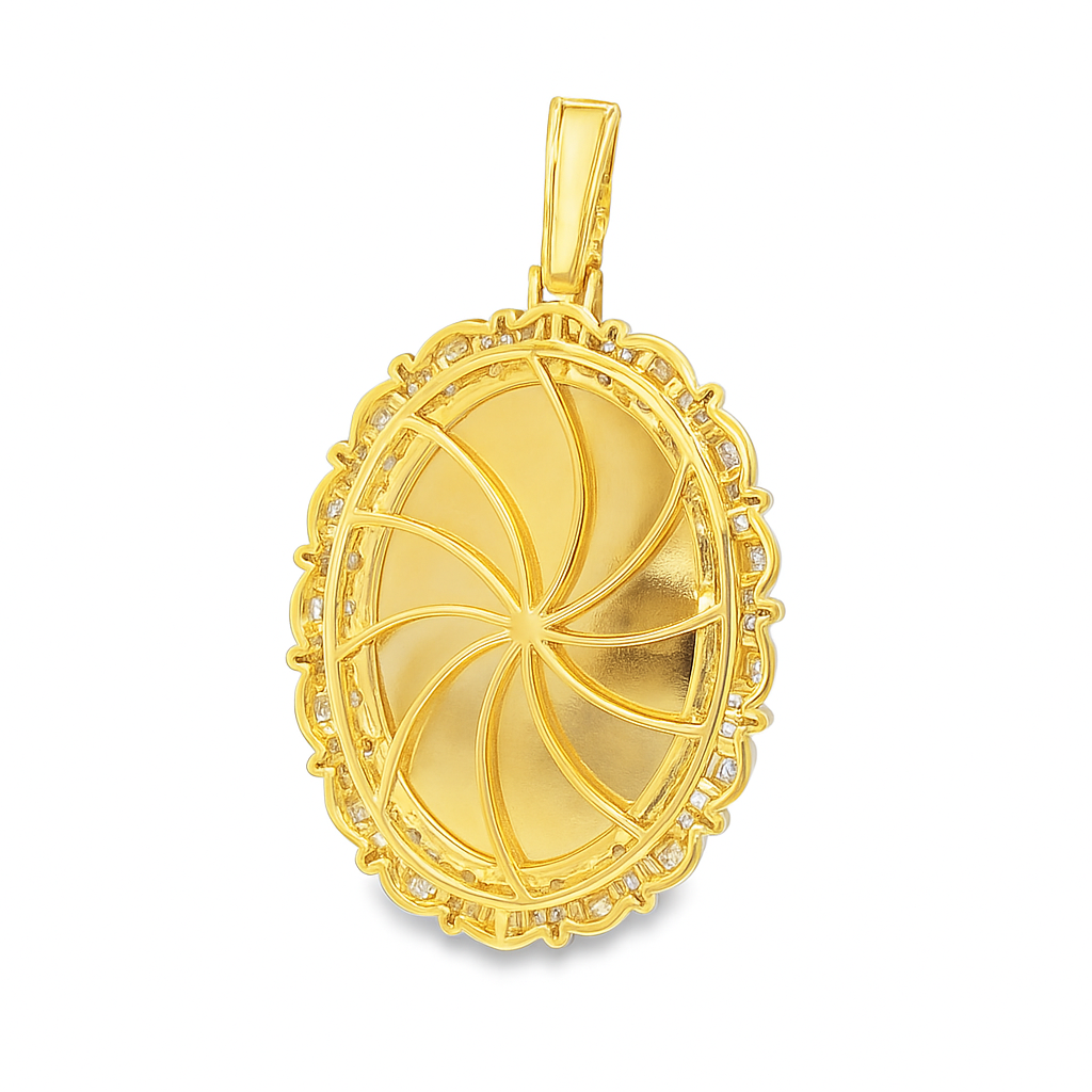 10K Yellow Gold Diamond Oval Memory Pendant 4.0 CTW | Jewelry Palace