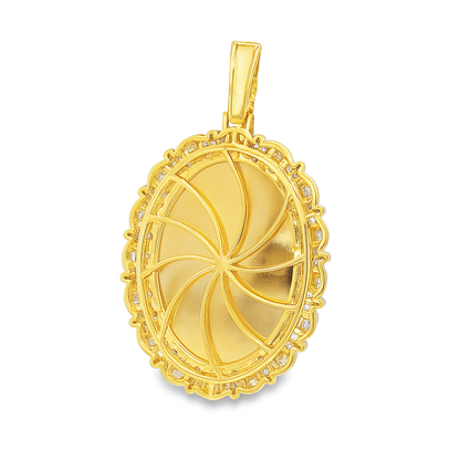 10K Yellow Gold Diamond Oval Memory Pendant 4.0 CTW | Jewelry Palace