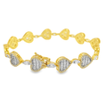 10K Yellow Gold Women’s Baguette Heart Marquise Link Diamond Bracelet 2.35 ctw – 7" Elegant Design | Jewelry Palace