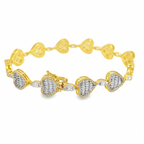 10K Yellow Gold Women’s Baguette Heart Marquise Link Diamond Bracelet 2.35 ctw – 7" Elegant Design | Jewelry Palace