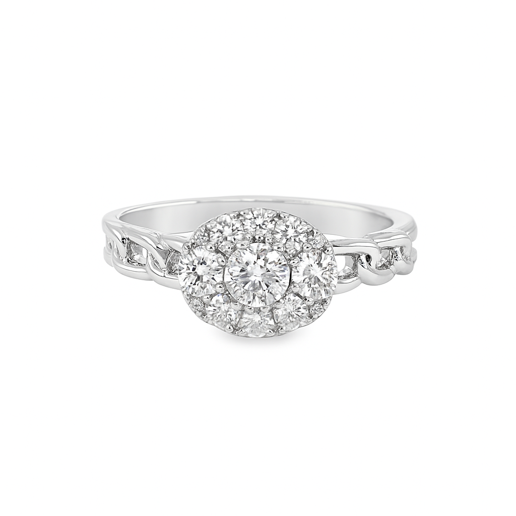 14K White Gold Diamond Chain Link Band Ring 0.51 ctw LGD