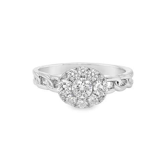 14K White Gold Diamond Chain Link Band Ring 0.51 ctw LGD