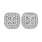 10K White Gold Diamond Square Stud Earrings 0.50 ctw | Jewelry Palace