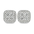 10K White Gold Diamond Square Stud Earrings 0.50 ctw | Jewelry Palace
