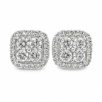 10K White Gold Diamond Square Stud Earrings 0.50 ctw | Jewelry Palace