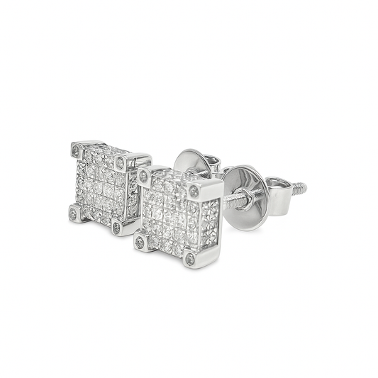 10K Yellow & White Gold Diamond Square Stud Earrings 0.25 CTW | Jewelry Palace