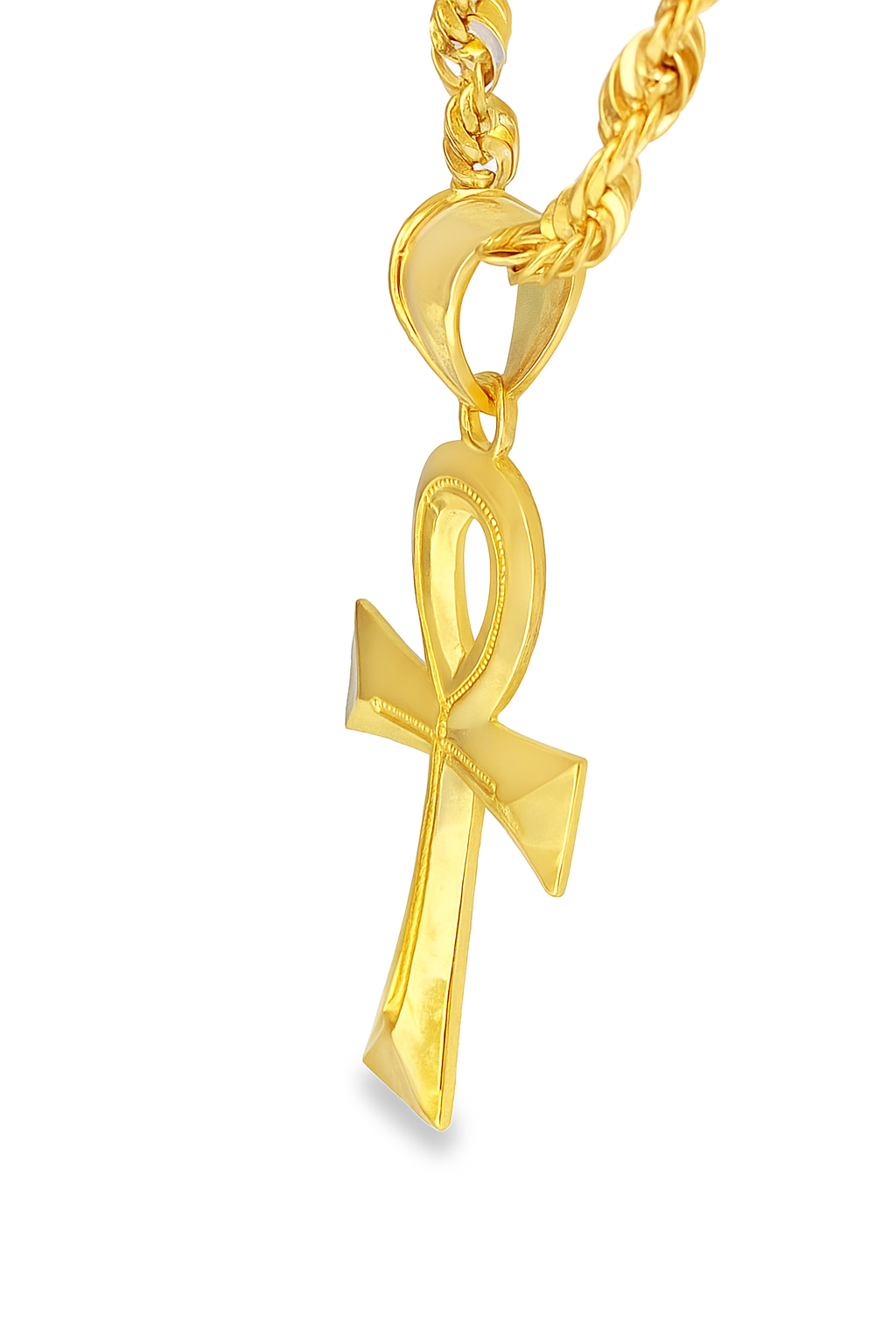 10K Yellow Gold Ankh Cross Pendant Necklace Set – Egyptian Symbol of Life | Jewelry Palace