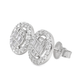 10K White Gold 0.70 ctw Diamond Halo Earrings | Baguette Center Studs | Jewelry Palace