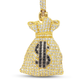 10K Yellow Gold Diamond Money Bag Pendant with Round Cut Diamonds 0.77 ctw