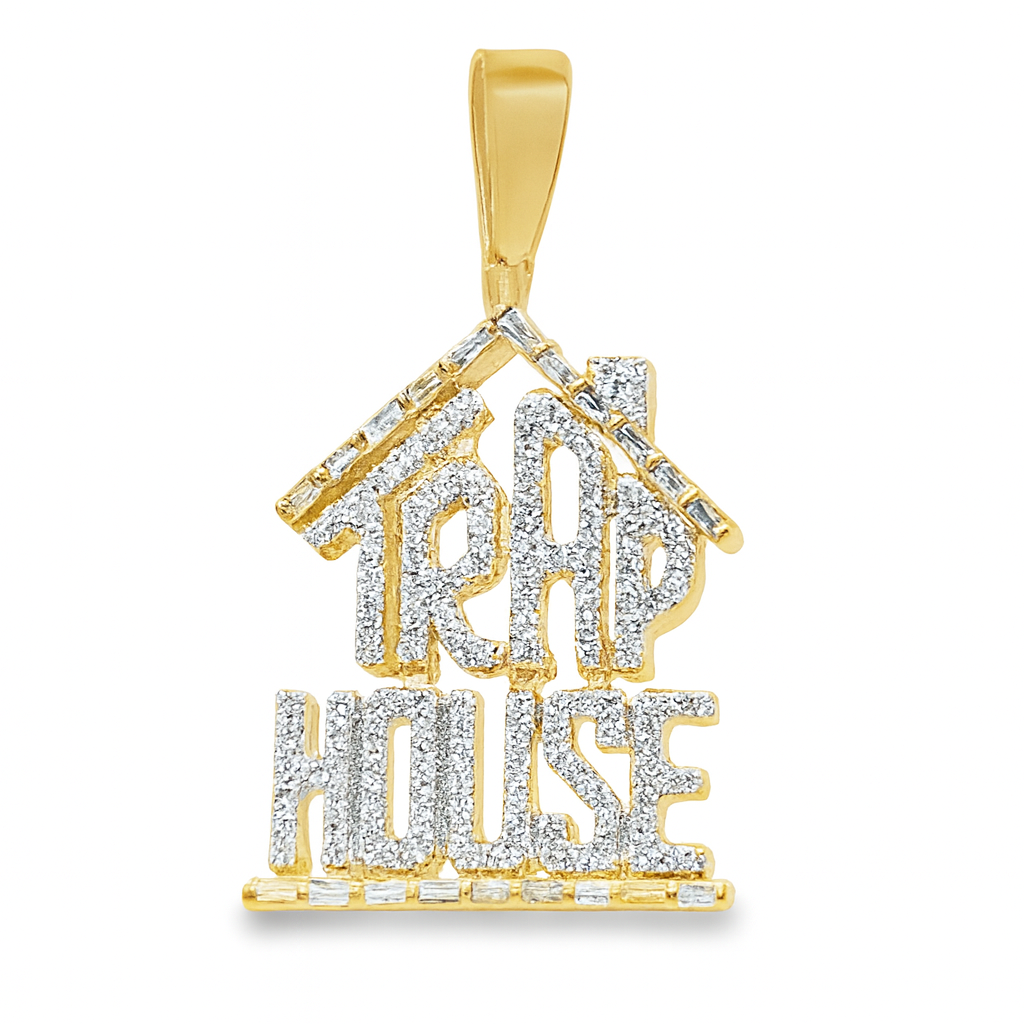 10K Yellow Gold Diamond Trap House Pendant 1.00 ctw | Iced Out Hip Hop Pendant for Men – Jewelry Palace