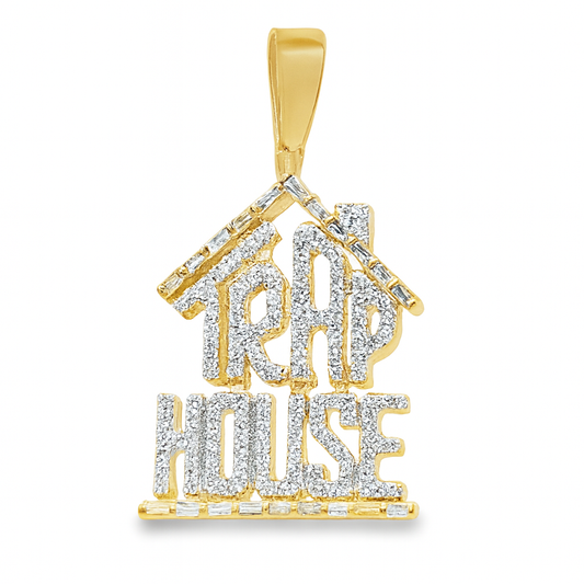 10K Yellow Gold Diamond Trap House Pendant 1.00 ctw | Iced Out Hip Hop Pendant for Men – Jewelry Palace