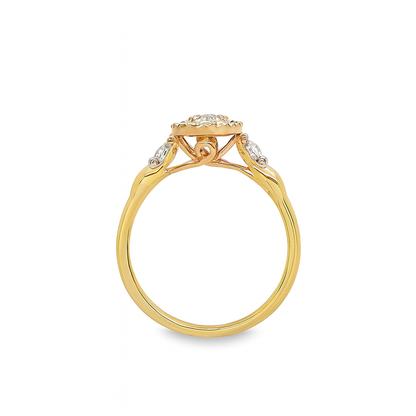 10K Yellow Gold Oval Diamond Engagement Ring Set 0.50 ctw