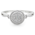 10K White Gold Round Cut Diamond Cluster Ring 0.13 ctw