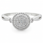 10K White Gold Round Cut Diamond Cluster Ring 0.13 ctw
