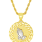 10K Yellow Gold Praying Hands Pendant Necklace Set – Faith & Blessings Design | Jewelry Palace