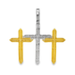 10K Yellow Gold Diamond Triple Cross Pendant 3.0 ctw | Round Cut Pave Set Iced-Out Pendant