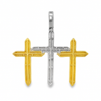 10K Yellow Gold Diamond Triple Cross Pendant 3.0 ctw | Round Cut Pave Set Iced-Out Pendant