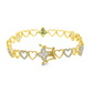 10K Yellow Gold Women’s Diamond Clover Heart Bracelet 0.95 ctw – Elegant 7" Design | Jewelry Palace
