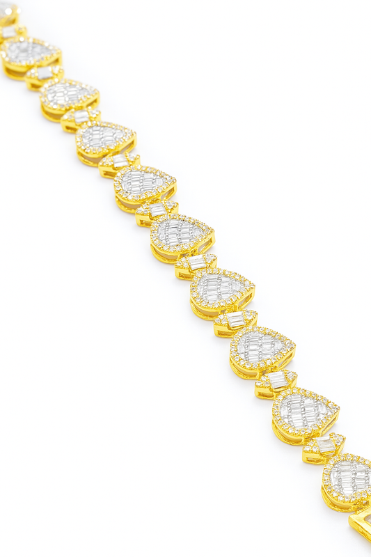 10K Yellow Gold Pear & Marquise Diamond Cluster Cuff Bracelet 2.50 ctw – Elegant Women’s Design | Jewelry Palace