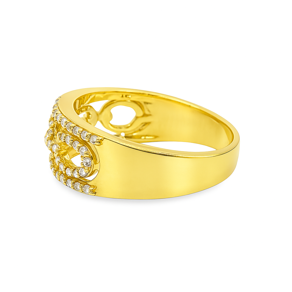 10K Yellow Gold Diamond Link Band Ring 0.99 ctw – Elegant Chain-Inspired Design | Jewelry Palace Lithonia, GA