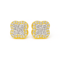 10K Yellow Gold 0.64 ctw Diamond Floral Petal Stud Earrings | Elegant Cluster Design | Jewelry Palace