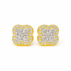10K Yellow Gold 0.64 ctw Diamond Floral Petal Stud Earrings | Elegant Cluster Design | Jewelry Palace
