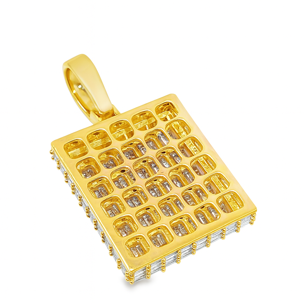 10K Yellow Gold Diamond Square Cut Pendant 5.00 ctw | Iced Out Baguette Pendant for Men – Jewelry Palace