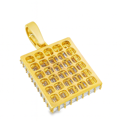 10K Yellow Gold Diamond Square Cut Pendant 5.00 ctw | Iced Out Baguette Pendant for Men – Jewelry Palace