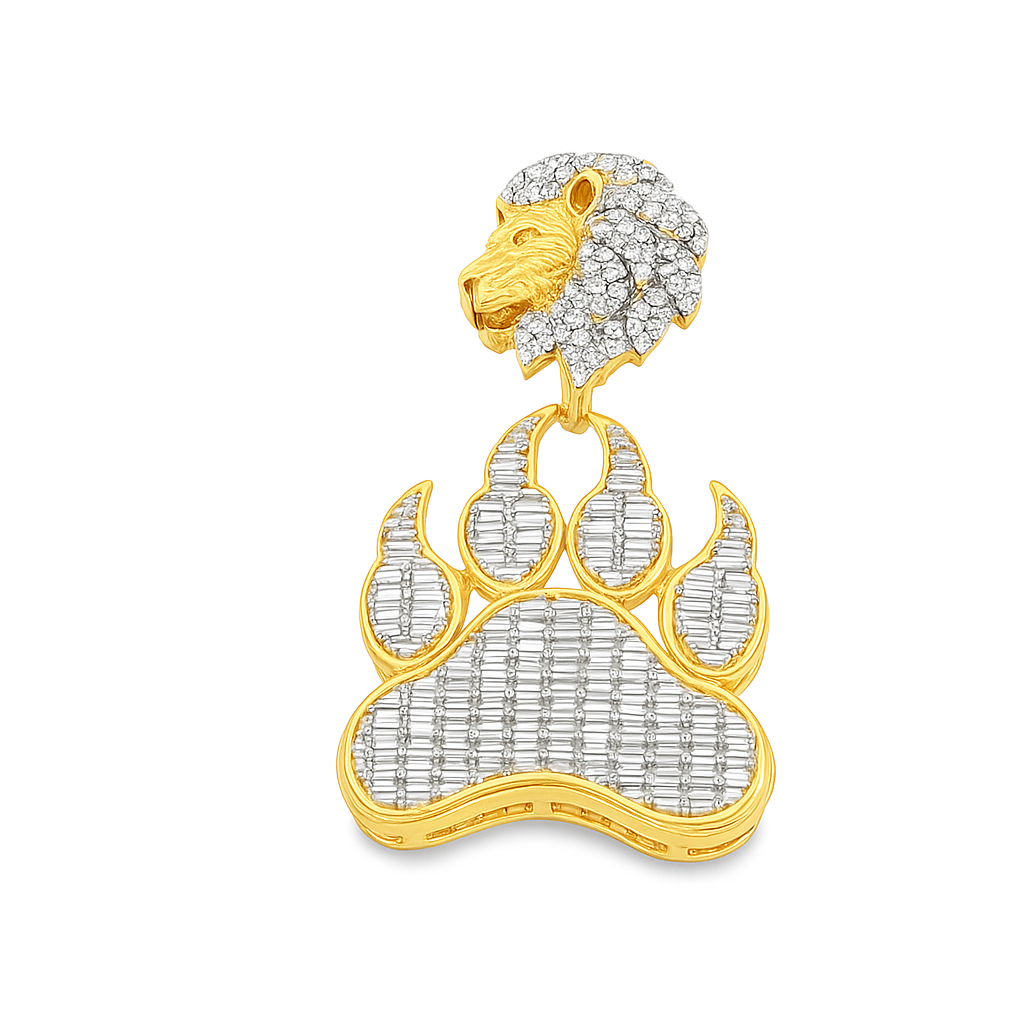 10K Yellow Gold Diamond Lion Paw Pendant 3.0 CTW | Jewelry Palace