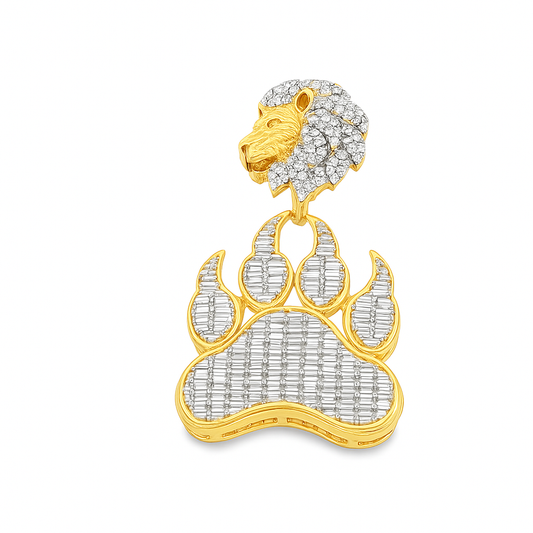 10K Yellow Gold Diamond Lion Paw Pendant 3.0 CTW | Jewelry Palace
