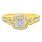 10K Yellow Gold Diamond Cluster Halo Ring 0.26 ctw