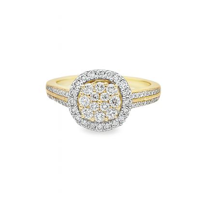 10K Yellow Gold Diamond Cluster Ring 0.41 ctw | Round Brilliant Halo Design – Jewelry Palace Lithonia GA