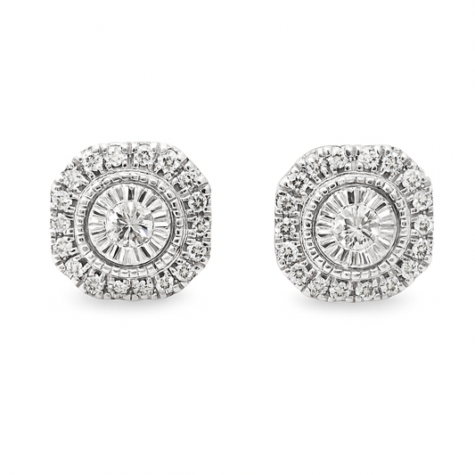 10K Yellow Gold 0.25 ctw Diamond Round Cut Halo Earrings | Everyday Sparkle & Classic Luxury | Jewelry Palace