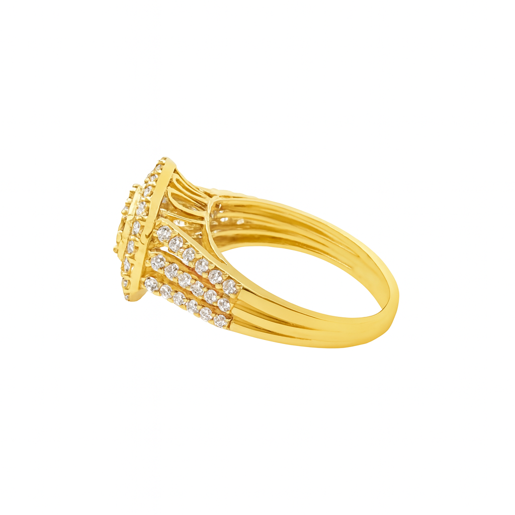 14K Yellow Gold Baguette Cluster Diamond Halo Ring 1.55 ctw | Luxurious Bridal & Fashion Jewelry – Jewelry Palace Lithonia GA
