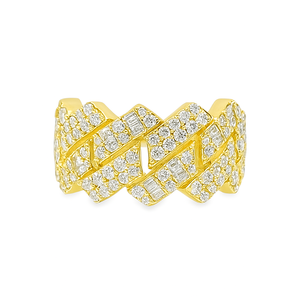Men’s 10K Yellow Gold Diamond Cuban Link Ring 2.50 CTW | Iced-Out Statement Ring | Jewelry Palace