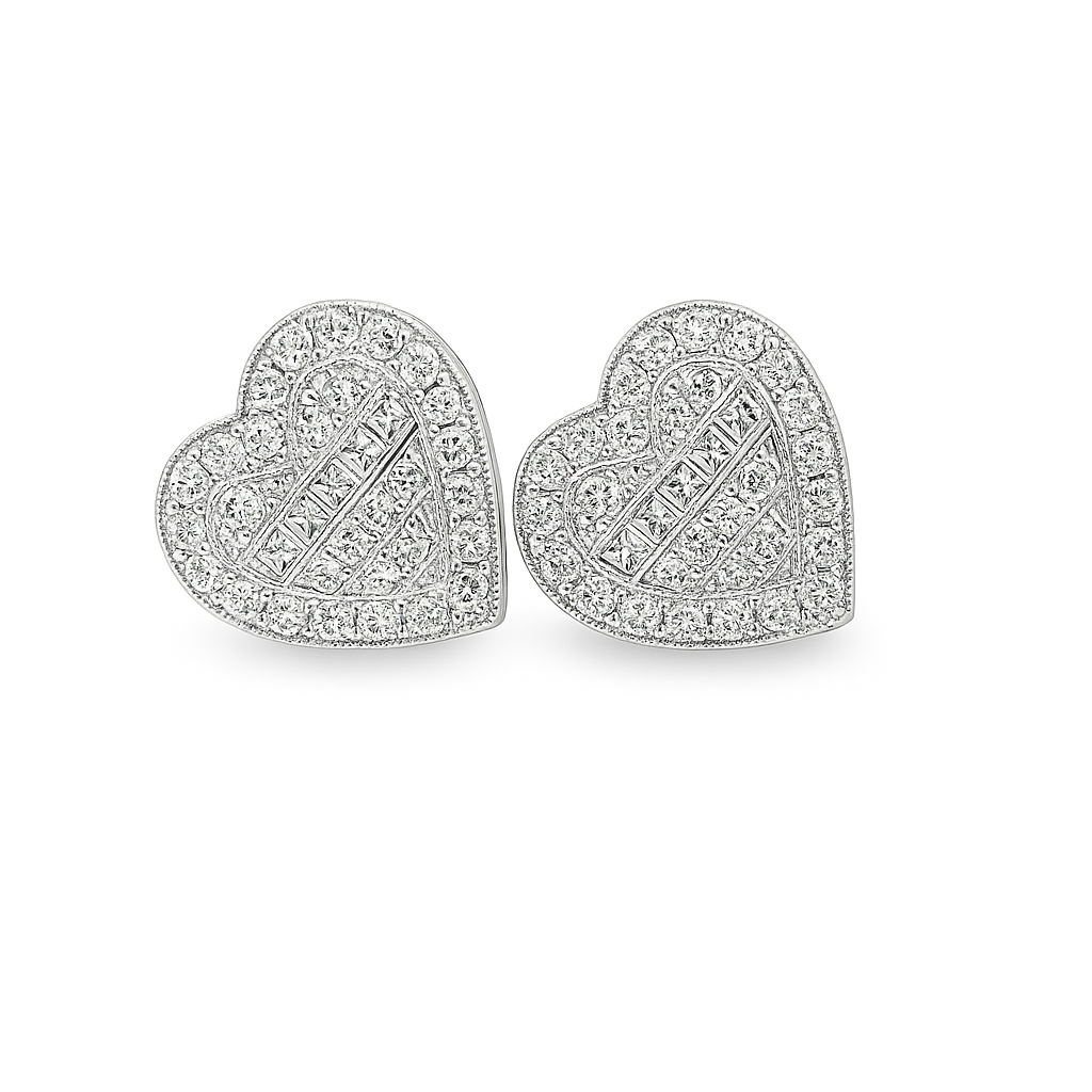 10K White & Yellow Gold Diamond Heart-Shaped Earrings 0.24 CTW | Jewelry Palace