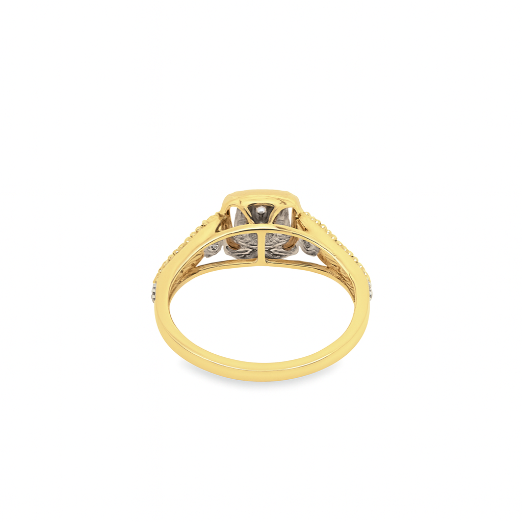 10K Yellow Gold Diamond Cluster Halo Ring 0.26 ctw