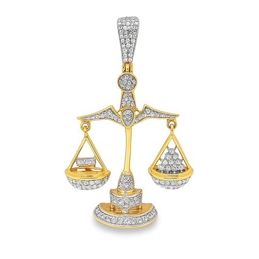 10K Yellow Gold 0.75 ctw Diamond Libra Scale Pendant | Zodiac Justice Symbol | Jewelry Palace
