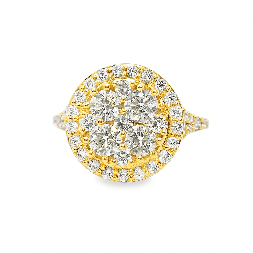 VVS-VS 10K Yellow Gold Halo Diamond Ring | 2.02 CTW | Jewelry Palace
