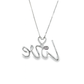 10K White Gold Diamond Love Charm Necklace Script Heart Pendant 0.28 CTW