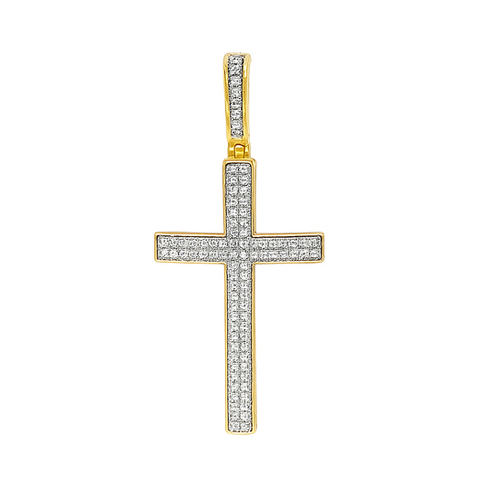 10K Yellow Gold Diamond Cross Pendant 0.30 ctw – Classic Pavé Faith Pendant | Jewelry Palace Lithonia, GA