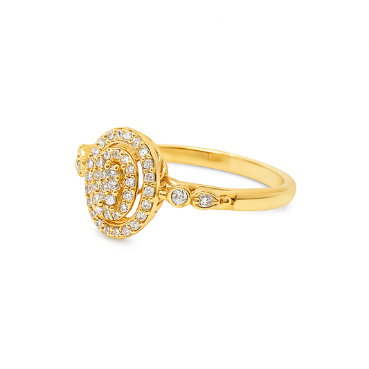 14k Yellow Gold Oval Shape Diamond Promise Ring 0.22 ctw