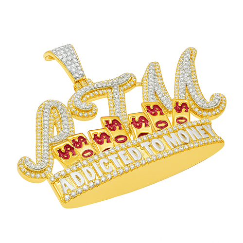 10K Gold 1.40 CTW ATM Addicted to Money Diamond Pendant