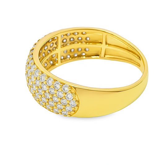 10K Yellow Gold Diamond Band with Honeycomb Set Diamonds 1.00 ctw